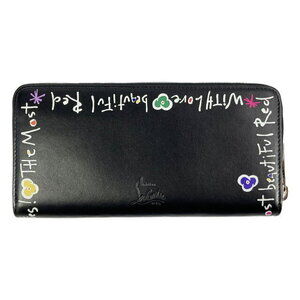 Christian Louboutin long round leather black wallet